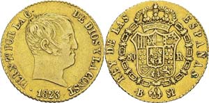 Espagne
Ferdinand VII (1808-1833)
80 réales ... 