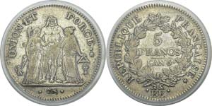  France
Directoire (1795-1799)
5 francs ... 
