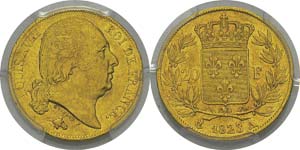  France
Louis XVIII (1814-1824)
20 francs or ... 