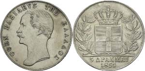 Grèce
Othon (1832-1862)
5 drachmes - 1851 ... 