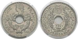Indochine
5 cent. cupro-nickel - 1938 Paris. ... 