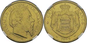 Monaco
Charles III (1856-1889)
100 francs or ... 