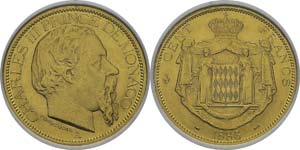 Monaco
Charles III (1856-1889)
100 francs or ... 