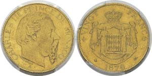 Monaco
Charles III (1856-1889)
20 francs or ... 
