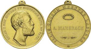 Suède
Oscar II (1872-1907)
Médaille en or ... 