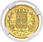 Louis XVIII (1814-1824)  40 francs or - 1816 ... 