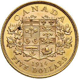 CANADA - CINQUE DOLLARI 1914 - KM. ... 