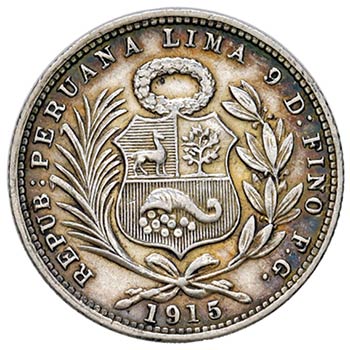 PERU - REPUBBLICA  1/5 DI SOL 1915 ... 