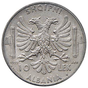 ALBANIA 10 LEK 1939 A.XVII PAG. ... 