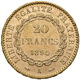 FRANCIA - VENTI FRANCHI 1894 A KM. ... 