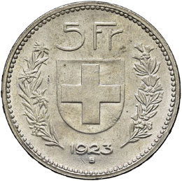 SVIZZERA - CINQUE FRANCHI 1923 KM. ... 