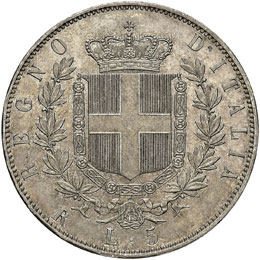 CINQUE LIRE 1870 ROMA PAG. 491  AG ... 