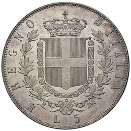 CINQUE LIRE 1875 ROMA PAG. 500  AG ... 
