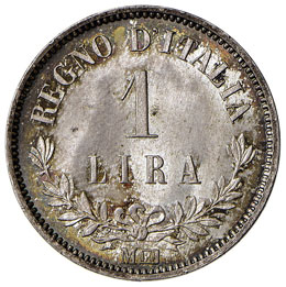 LIRA 1863 MILANO PAG. 516  AG  GR. ... 