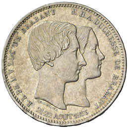 BELGIO - CINQUE FRANCHI 1853 AG  ... 
