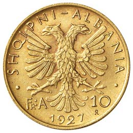ALBANIA - DIECI FRANCHI 1927 KM. 9 ... 