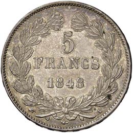 FRANCIA  - CINQUE FRANCHI 1848 A ... 