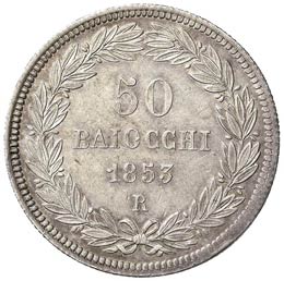ROMA - CINQUANTA BAIOCCHI 1853 A. ... 