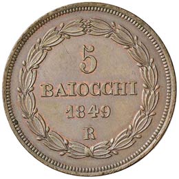 ROMA - CINQUE BAIOCCHI 1849 A. IV ... 