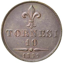 NAPOLI - DIECI TORNESI 1859 MIR. ... 