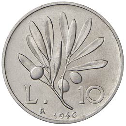 DIECI LIRE 1946 AL  GR. 3,03  R