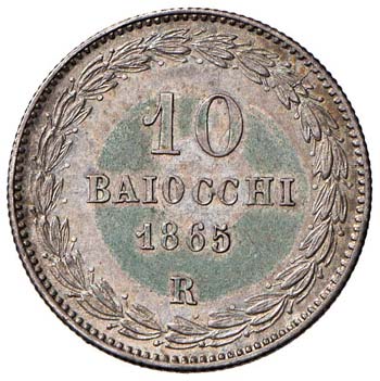 ROMA - DIECI BAIOCCHI 1865 A. XX ... 