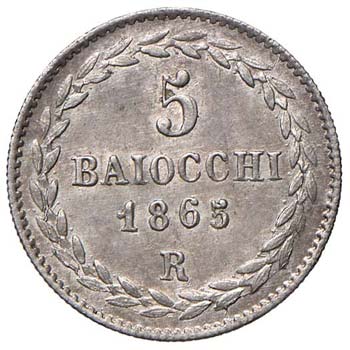 ROMA - CINQUE SOLDI 1865 A. XX ... 
