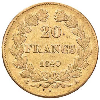 FRANCIA - VENTI FRANCHI 1840 A KM. ... 