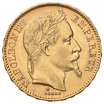FRANCIA - VENTI FRANCHI 1866 BB ... 
