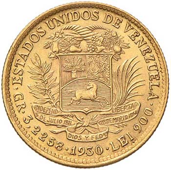 VENEZUELA - DIECI BOLIVARES 1930 ... 