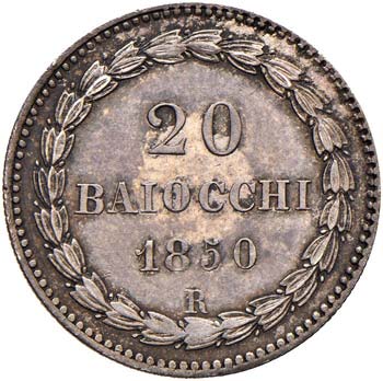 ROMA - VENTI BAIOCCHI 1850 A. IV ... 