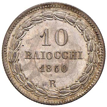 ROMA - DIECI BAIOCCHI 1850 A. IIII ... 