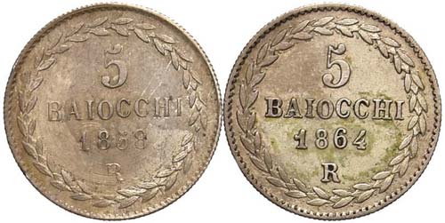 ROMA - CINQUE BAIOCCHI 1858 A. ... 