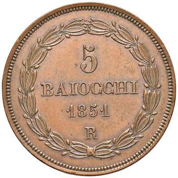 ROMA - CINQUE BAIOCCHI 1851 A. V ... 