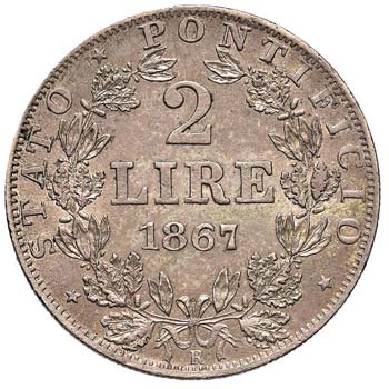ROMA - DUE LIRE 1867 A. XXII PAG. ... 