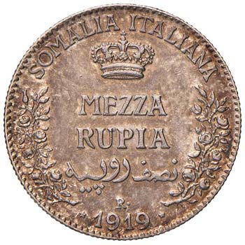 MEZZA RUPIA 1919 PAG. 970  AG  GR. ... 