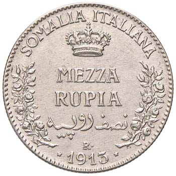MEZZA RUPIA 1913 PAG. 968  AG  GR. ... 