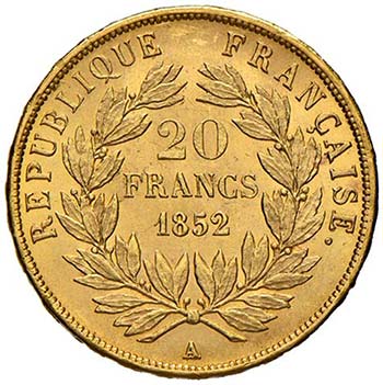 FRANCIA - VENTI FRANCHI 1852 A KM. ... 