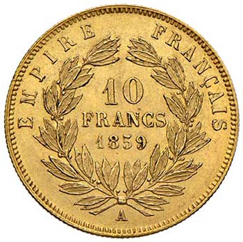 FRANCIA - DIECI FRANCHI 1859 A KM. ... 