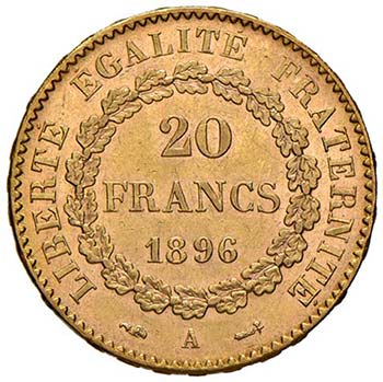 FRANCIA - VENTI FRANCHI 1896 A KM. ... 
