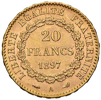FRANCIA - VENTI FRANCHI 1897 A KM. ... 