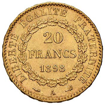 FRANCIA - VENTI FRANCHI 1898 A KM. ... 