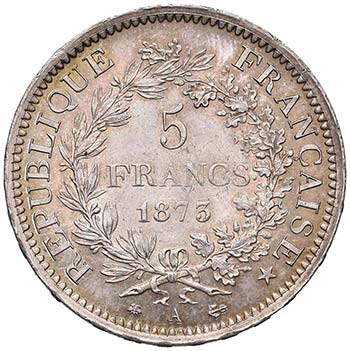 FRANCIA - CINQUE FRANCHI 1873 A ... 