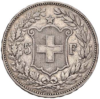 SVIZZERA - CINQUE FRANCHI 1892 HMZ ... 
