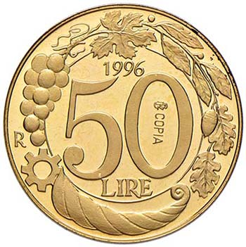 50 LIRE 1996 AU  GR. 8,98