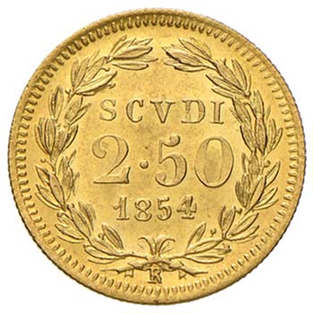 ROMA - PIO IX - 2,5 SCUDI 1854 A. ... 
