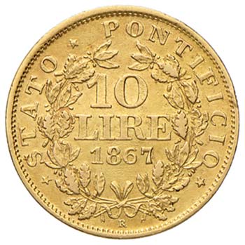 ROMA - PIO IX - DIECI LIRE 1867 ... 