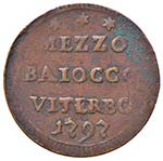 VITERBO - PIO VI (1775 - 1799) MEZZO BAIOCCO ... 