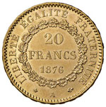 FRANCIA - VENTI FRANCHI 1876 A KM. 825  AU  ... 