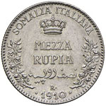 MEZZA RUPIA 1910 PAG. 966  AG  GR. 5,83  R